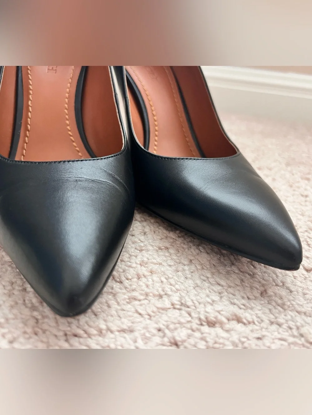 Coach Black Leather Pointed-Toe Pumps